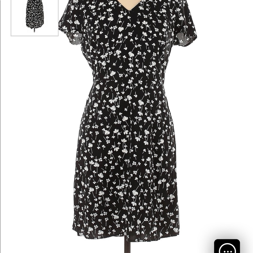 Black and white flowered A-line dress, never worn